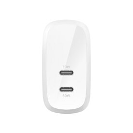 BELKIN｜ベルキン 30W + 30W 2ポート PPS USB-C PD急速充電器 ホワイト WCB010DQWHJP [2ポート /USB Power Delivery対応]