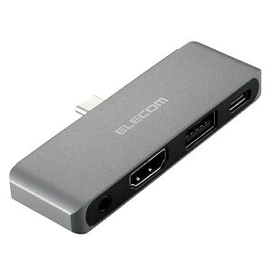 ELECOMbGR mUSB-C IXX HDMI /3.5mm / USB-A / USB-CnUSB PDΉ 60W hbLOXe[V Vo[ DST-C25SV [USB Power DeliveryΉ]