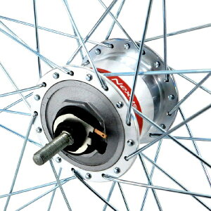 【エントリーで最大全額ポイント還元|11/5迄】 アサヒサイクル|Asahi Cycle アルミリム前輪 シマノハブダイナモJ2端子 26x1-3/8 LEDライト付 XFLP6【キャンセル/返品不可】