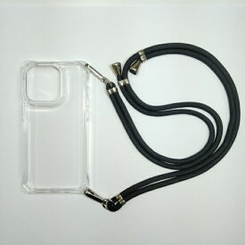 Acro’s｜アクロス iPhone 14 Pro ショルダー付クリアケース 4角 ブラック AIC22-SH14PBK