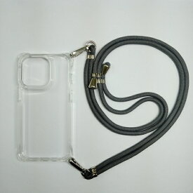 Acro’s｜アクロス iPhone 14 Pro ショルダー付クリアケース 4角 グレー AIC22-SH14PGY