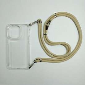 Acro’s｜アクロス iPhone 14 Pro ショルダー付クリアケース 4角 キャメル AIC22-SH14PCM