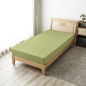 小栗｜OGURI メリーナイト ベッドシーツ シャンブレー調 グリーン セミダブル 約120×200×25cm 全周ゴム付き ワンタッチ 簡単着脱 洗える 衛生 清潔 速乾 シワになりにくい オールシーズン MN17250-53 MerryNight