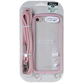 ナチュラルデザイン｜NATURAL design iPhone SE(第3/2世代) Chrome-CLEAR 透明クリア＆シリコン塗装マットラバー加工　TPUケース　ショルダーストラップセット Chrome ピンクグレー iP7-CHCS06