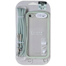 ナチュラルデザイン｜NATURAL design iPhone SE(第3/2世代) Chrome-CLEAR 透明クリア＆シリコン塗装マットラバー加工　TPUケース　ショルダーストラップセット Chrome ピスタチオ iP7-CHCS09