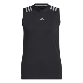 アディダス｜adidas レディース スリーストライプス ノースリーブモックネックシャツ(Sサイズ/ブラック) NMJ68【返品交換不可】