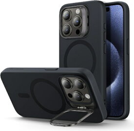 イーエスアール｜ESR iPhone 15 Pro（6.1インチ）スタンド付きシリコンケース ESR Black CloudSoftCasewithStashStandforiPhone15Pro