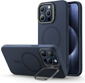 C[GXA[bESR iPhone 15 Pro Maxi6.7C`jX^htVRP[X ESR Dark Blue CloudSoftCasewithStashStandforiPhone15ProMax