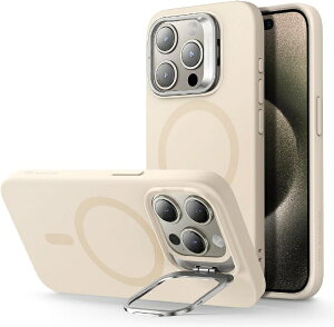 C[GXA[bESR iPhone 15 Proi6.1C`jX^htVRP[X ESR Light Tan CloudSoftCasewithStashStandforiPhone15Pro
