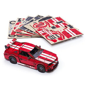 UNIDRAGON|ユニドラゴン UNIMODELS ユニモデルズ 木製立体パズル スタリオンGTレッド 248ピース 1/18 立体模型 3Dパズル