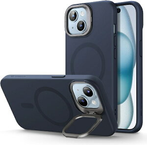 C[GXA[bESR iPhone 15 Plusi6.7C`jX^htVRP[X ESR Dark Blue CloudSoftCasewithStashStandforiPhone15Plus