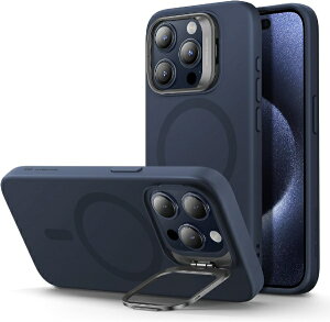 C[GXA[bESR iPhone 15 Proi6.1C`jX^htVRP[X Dark Blue CloudSoftCasewithStashStandforiPhone15Pro