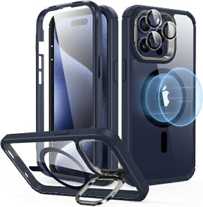 �C�[�G�X�A�[���bESR iPhone 15 Pro Max 2�p�[�g �n�C�u���b�h�P�[�X(MagSafe�Ή��j ESR Clear Dark Blue ArmorToughCasewithStashStandforiPhone15ProMax