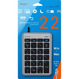 ナカバヤシ｜Nakabayashi テンキー 22ショートカット付(Mac/Windows11対応) グレーボディxブラックキー TNK-SU236GYBK [有線 /USB]