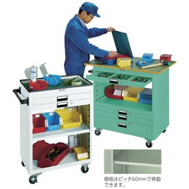 トラスコ中山｜TRUSCO NAKAYAMA TRUSCO スチール製ワゴン（溶接一体構造） ツールワゴン 750×500×H880 深型1引出 天板付 ホワイト NTS701TW 【メーカー直送・代金引換不可・時間指定・返品不可】