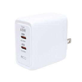 ナカバヤシ｜Nakabayashi AC-USB充電器 ノートパソコン・タブレットPC対応 65W [2ポート：USB-C /USB Power Delivery対応] ホワイト IPA-C08/WH