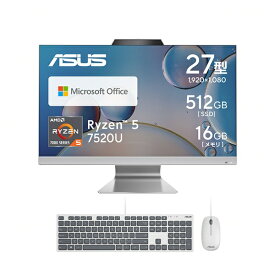 ASUS｜エイスース デスクトップパソコン ASUS M3702WFAK ホワイト M3702WFAK-WA008WS [27型 /AMD Ryzen5 /メモリ：16GB /SSD：512GB /2023年11月モデル]