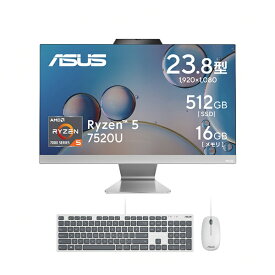 ASUS｜エイスース デスクトップパソコン ASUS M3402WFAK ホワイト M3402WFAK-WA054W [23.8型 /AMD Ryzen5 /メモリ：16GB /SSD：512GB /2023年11月モデル]