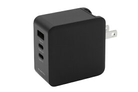 GREEN HOUSE｜グリーンハウス AC-USBアダプタ Type-A×1＆C×2 充電器 3ポート 65W ブラック GH-JD3GA-BK [3ポート /USB Power Delivery対応 /GaN(窒化ガリウム) 採用]
