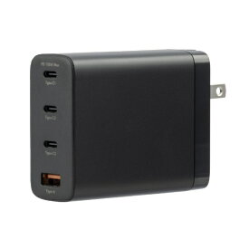 GREEN HOUSE｜グリーンハウス AC-USBアダプタ Type-A×1&C×3 充電器 4ポート 100W ブラック GH-JD4GA-BK [4ポート /USB Power Delivery対応 /GaN(窒化ガリウム) 採用]