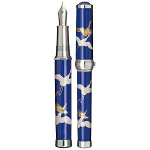 セーラー万年筆|THE SAILOR PEN 有田焼万年筆(香蘭社製) 鶴の舞 瑠璃 中字(M) 銀 10-2020-400