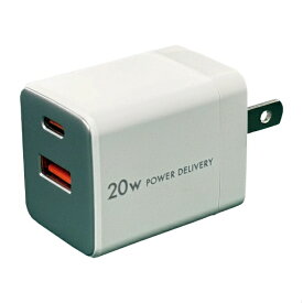 オズマ｜OSMA PowerDelivery20W出力 AC-USB充電器 2Port（C&A） ホワイト ACUC-20PQWH [2ポート /USB Power Delivery対応 /Smart IC対応]