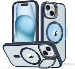 �C�[�G�X�A�[���bESR iPhone 15�i6.1�C���`�j�X�^���h�t�n�C�u���b�h�P�[�X ESR Clear Dark Blue ClassicHybridCasewithStandHaloLockforiPhone15