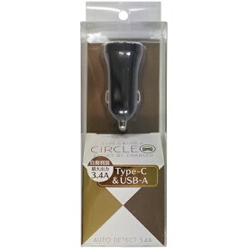 オズマ｜OSMA DC-USB充電器3.4A 2Port(Type-C&USB-A) ブラック IH-DCUC34ADK [2ポート /Smart IC対応]