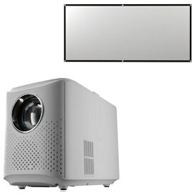 AREA｜エアリア ミラーレスLEDプロジェクター&フック式100インチ簡易スクリーンセット LED PROJECTOR4 SET ホワイト MS-PJHD04ST-WH