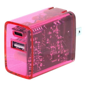インプリンク｜IMPRinc PD対応TypeC/USB-A AC充電器20W クリアピンク IMAC1CU20CLPK [2ポート /USB Power Delivery対応]