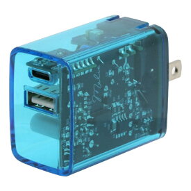 インプリンク｜IMPRinc PD対応TypeC/USB-A AC充電器20W クリアブルー IMAC1CU20CLBL [2ポート /USB Power Delivery対応]