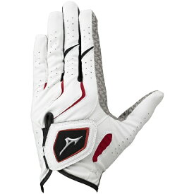 mizuno｜ミズノ 【メンズ 左手着用(右利き用)】ゴルフグローブ W-GRIP ダブルグリップ 指先ショート(25cm/ホワイト×レッド) 5MJMS401 01【返品交換不可】