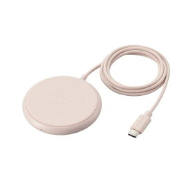 ELECOM｜エレコム ワイヤレス充電器 Qi認証 5W 卓上 滑り止めパッド ケーブル一体 おくだけ充電 ピンク W-QA25PN