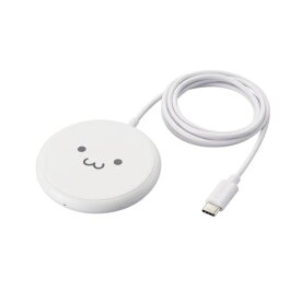ELECOM｜エレコム ワイヤレス充電器 Qi認証 5W 卓上 滑り止めパッド ケーブル一体 おくだけ充電 しろちゃん（ホワイト×ブラック） W-QA25WF