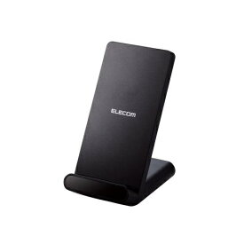 ELECOM｜エレコム ワイヤレス充電器 Qi認証 5W スタンド 縦置き/横置き両対応 滑り止めパッド おくだけ充電 ブラック W-QS09BK