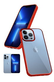 shizukawill｜シズカウィル iPhone 13 Pro サイドメッキ加工 TPU クリアケース レッド×クリア APIP13PCLRE
