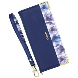 近通｜Kintsu Xperia 10 II 手帳型フラワーケース ストラップ付 Elegante ネイビー BL-XP10-206NV