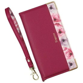近通｜Kintsu iPhone 12/12 Pro 手帳型フラワーケース ストラップ付 Elegante ラズベリー BL-IP1261-3RB