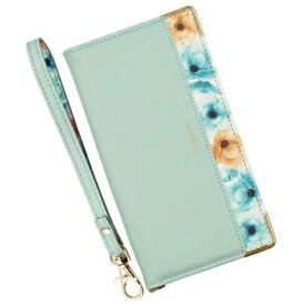 近通｜Kintsu OPPO Reno3 A 手帳型フラワーケース ストラップ付 Elegante ミント BL-RENO3A04MT