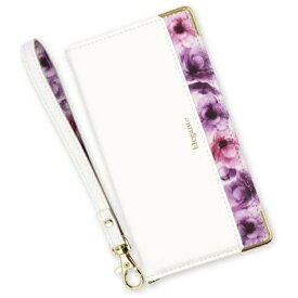 近通｜Kintsu OPPO Reno5 A 手帳型フラワーケース ストラップ付 Elegante ホワイト BL-RENO5A01WH