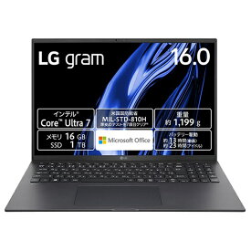 LG｜エルジー ノートパソコン LG gram 16Z90S-MA78J2 [16.0型 /Windows11 Home /intel Core Ultra 7 /メモリ：16GB /SSD：1TB /Office HomeandBusiness /2024年01月モデル]