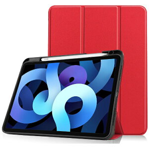 アイキューラボ|iQ Labo 10.9インチ iPad Air(第5/4世代)用 Apple Pencil収納付きケース レッド IQ-IPDAR109AP-RD