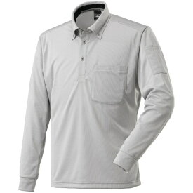 mizuno｜ミズノ ナビドライワークボタンダウンポロシャツ(長袖)[ユニセックス] 4XL-8 04：シルバー×ブラック F2JA218504