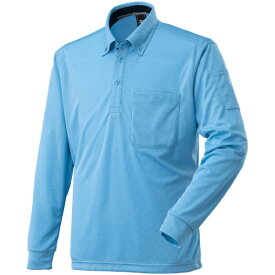 mizuno｜ミズノ ナビドライワークボタンダウンポロシャツ(長袖)[ユニセックス] 4XL-8 19：サックス×ネイビー F2JA218519