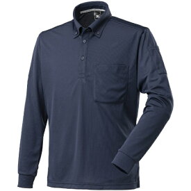 mizuno｜ミズノ ナビドライワークボタンダウンポロシャツ(長袖)[ユニセックス] M 14：ネイビー×サックス F2JA218514