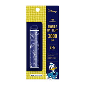 PGA｜ピージーエー スティック型モバイルバッテリー 3000mAh　ドナルドダック 付属ケーブル長： 約20cm Premium Style ドナルドダック PG-DLBJ30A02DND [2ポート]