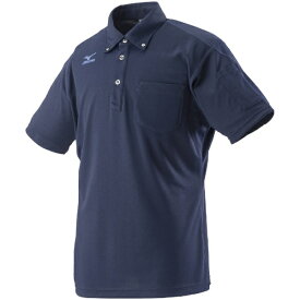 mizuno｜ミズノ ワークボタンダウンポロシャツ半袖[ユニセックス] 4XL-8 14：ネイビー C2JA818014