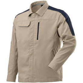 mizuno｜ミズノ ワークジャケット(春夏／制電素材)[ユニセックス] 4XL-8 49：ベージュ×ネイビー F2JE158049