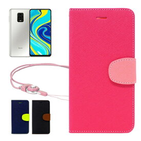 shizukawill｜シズカウィル Xiaomi Redmi Note 9S 2WAYストラップ付 手帳 ピンク XIRN9SPI