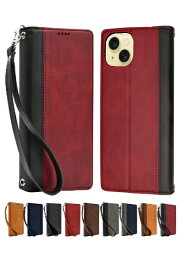 shizukawill｜シズカウィル iPhone 15 Plus 手帳型 本革調 レザーケース ボルドーレッド×ブラック APIP15MBIRB